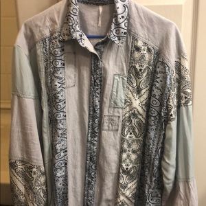 Free People Bandana Long Sleeve Shirt